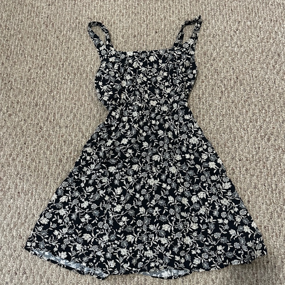 Floral Black and White Dress
